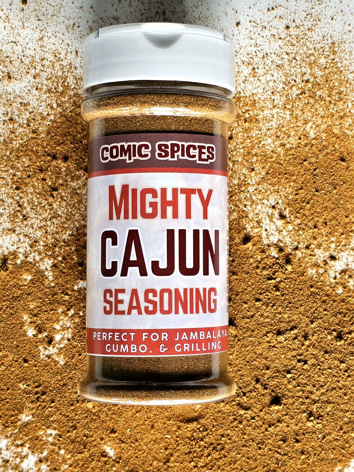 Mighty Cajun Seasoning - Comic Spices - Hand Blended Spice Mix for Grilling, Gumbo, and Home Cooking
